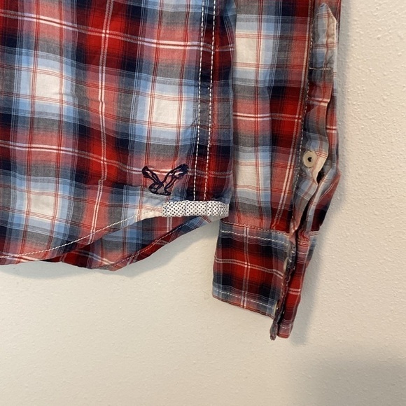 American Eagle Outfitters full snap button up longsleeve plaid pocket shirt xs - Picture 2 of 13